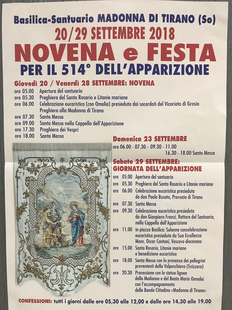 NOVENA DELL'APPARIZIONE: A Piedi da Grosio fra il 22 e il 23 settembre